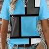T-shirt da Donna Estiva con Stampa 3D Girocollo Moda Versatile Traspirante Tendenza Casual
