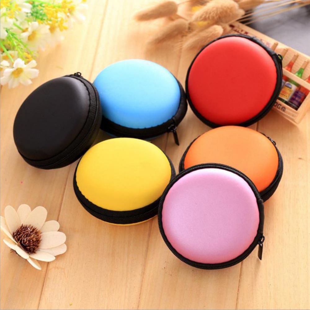 Hot Mini Portable Round Earphone Cable USB Data Cord Storage Bag Zipper Pouch Case