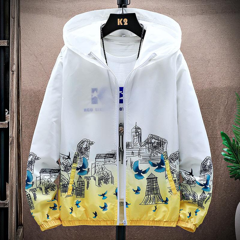 Ultraleichte Trendige UV-Schutz Schnelltrocknende Windjacke Knitterfreie Windjacke Jacke Farbverlauf Druck Alltagskleidung