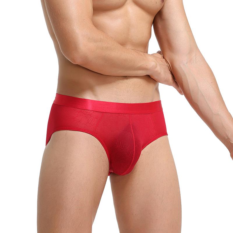 Pánské sexy prodyšné žakárové trojúhelníkové slipy