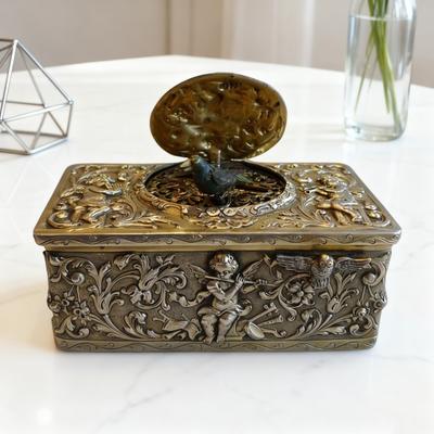 Cutie Metalică Pasăre Ciocănitoare Automatică Cutie Aliaj Embosat Vintage Decorațiune de Colecție pentru Raftul de Cărți, Birou, Acasă