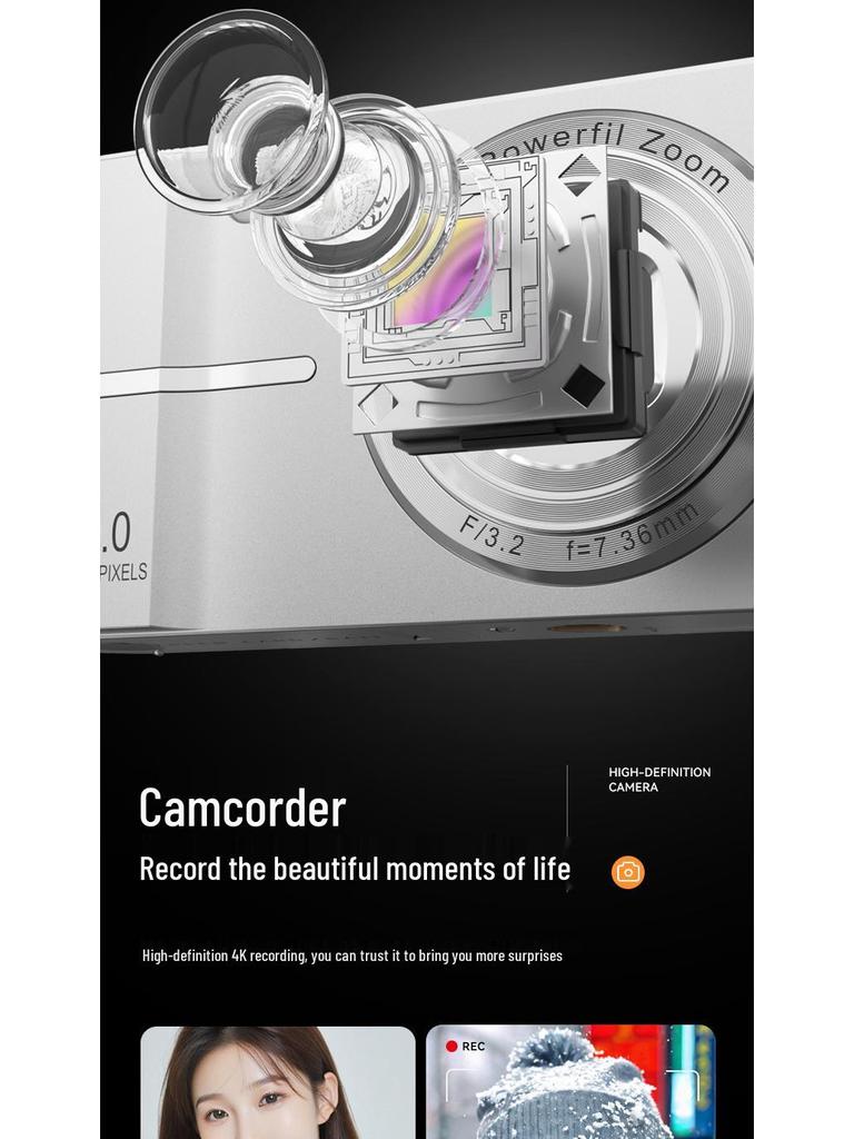 4K Ultra-Clear Camcorder with Long-Lasting Removable Battery - Perfect for Travel