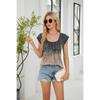 Spring and Summer New Printed Round Neck Striped Loose Short Sleeved T-shirt Top for Women