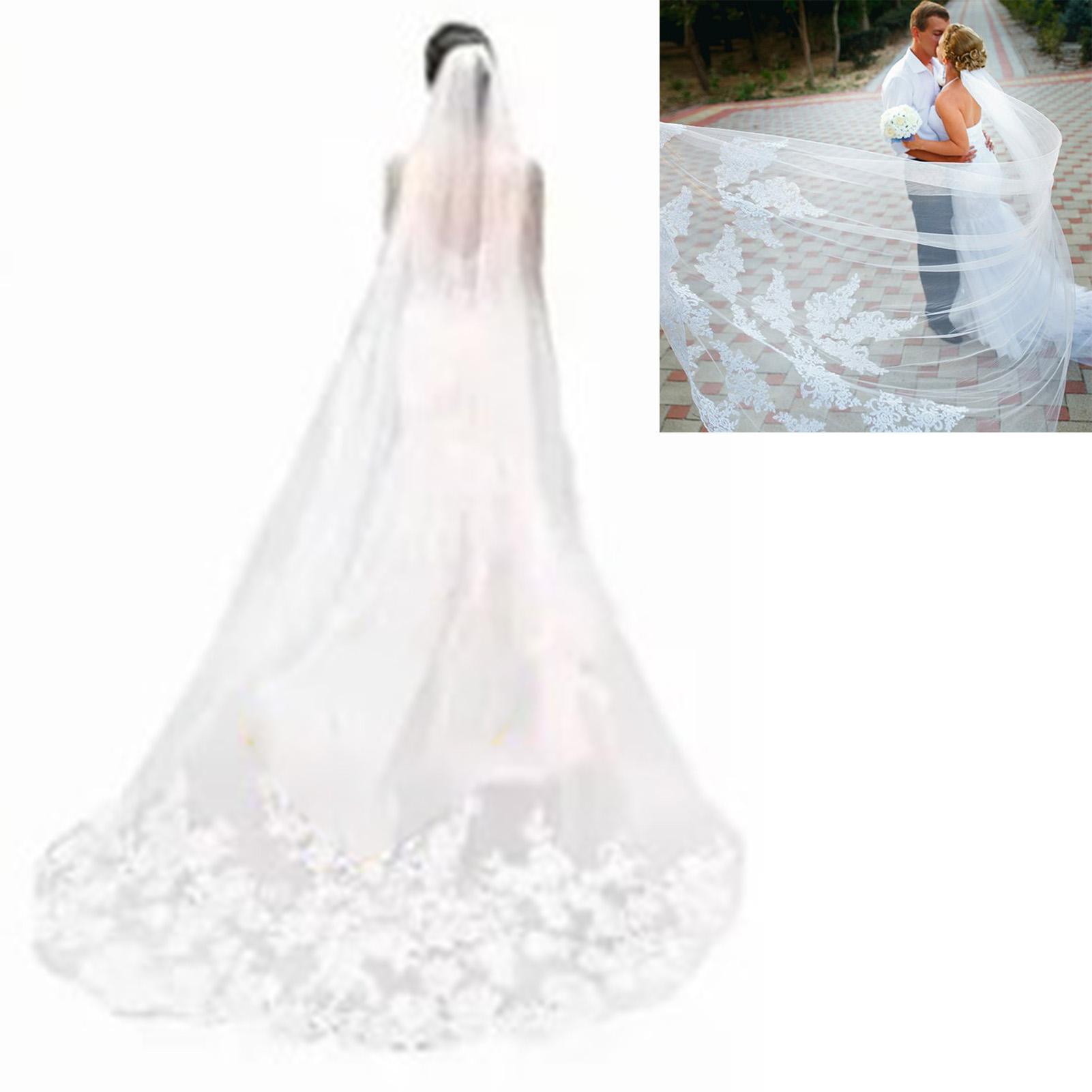 Свадебная фата кружевная вышитая свадебная длинная простая мягкая фата-капля аксессуары для свадьбы белая 1,2 дюйма