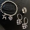 Korean Retro Plaid Adjustable Black & White Grid Ring - Trendy Women's Fashion Accessory