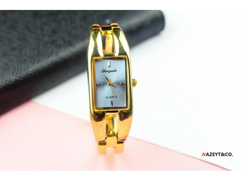 Stylish Women's Square Bangle Quartz Watch with Steel Band for Girls
