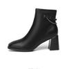 French High-heeled Short Boots Women's New White French Single Boots Thick-heeled Ankle Boots Thin Short Boots In Autumn and Winter 2025