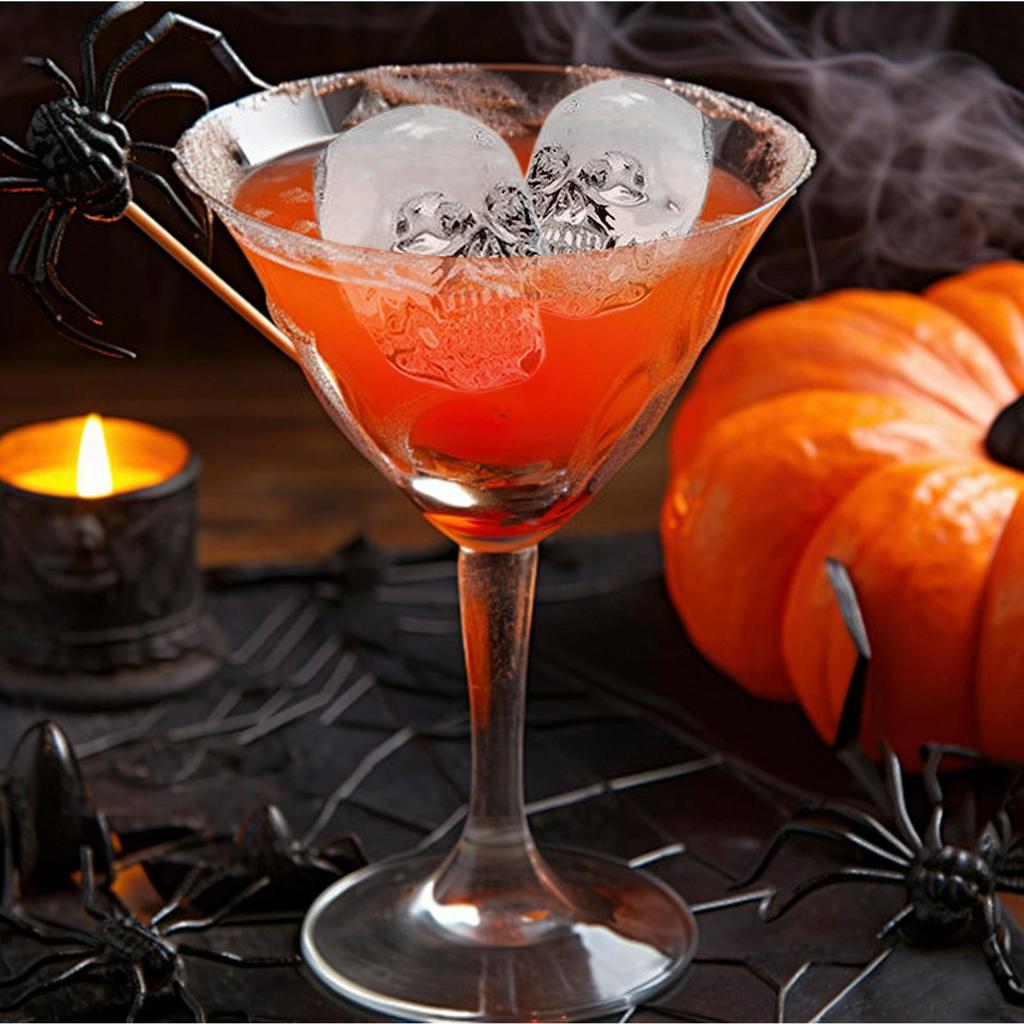 Skull Ice Tray Silicone Ice Mold For Cocktail Halloween Party Supplies Kitchen Drink Decoration For Beverage Juice Wine Water