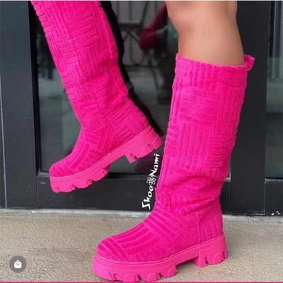 Autumn/Winter Luxury New Women Thick-soled Thick-heeled Warm Boots Women's Towel Cotton Boots Motorcycle Boots Chelsea Boots