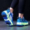 28-37 kinder Vier-rad Demontage In Flache Sport Schuhe Mesh LED Beleuchtete Sport Schuhe Licht Schuhe