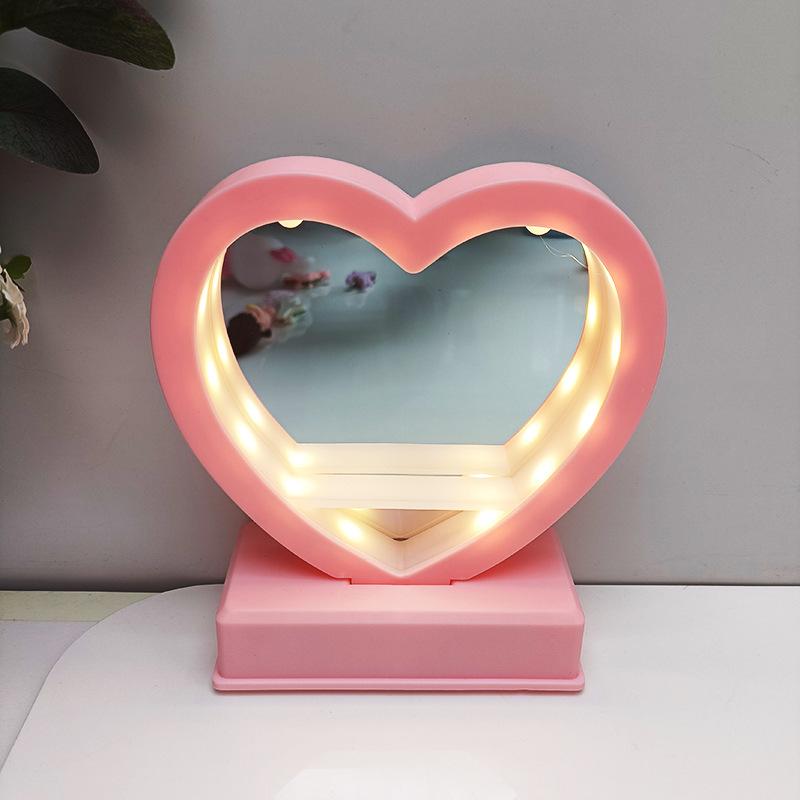 

Night Love Light Mirror Vanity Mirror Small Night Light No 7 Battery Powered розовый