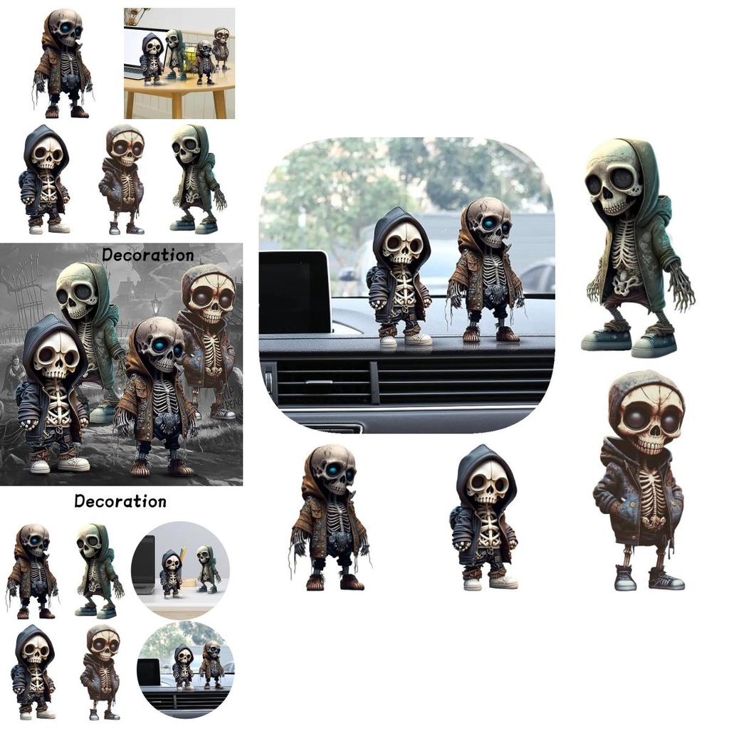Resin Halloween Skull Doll Decoration Trendy Street Skull Design For Home And Garden Creative Gift Option