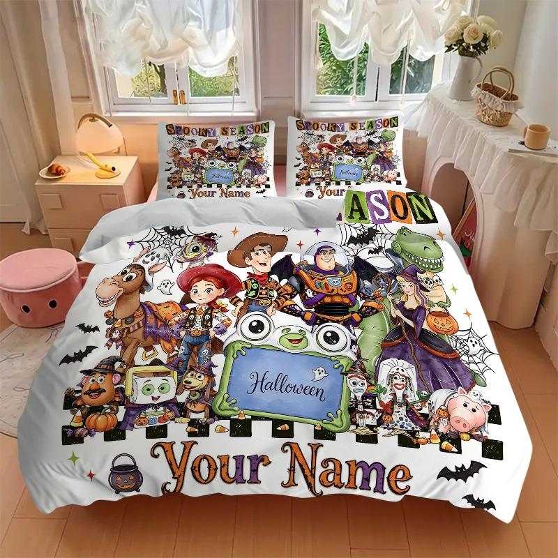 Custom 3pcs Spooky Halloween Season Bedding Sets For All Sizes New 84D Printed Bed Cover Comforter Duvet Cover Pillowcase Bedroom Decoration