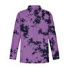 Women's Loose Floral Print Stand Collar Long Sleeve Cotton And Linen Top