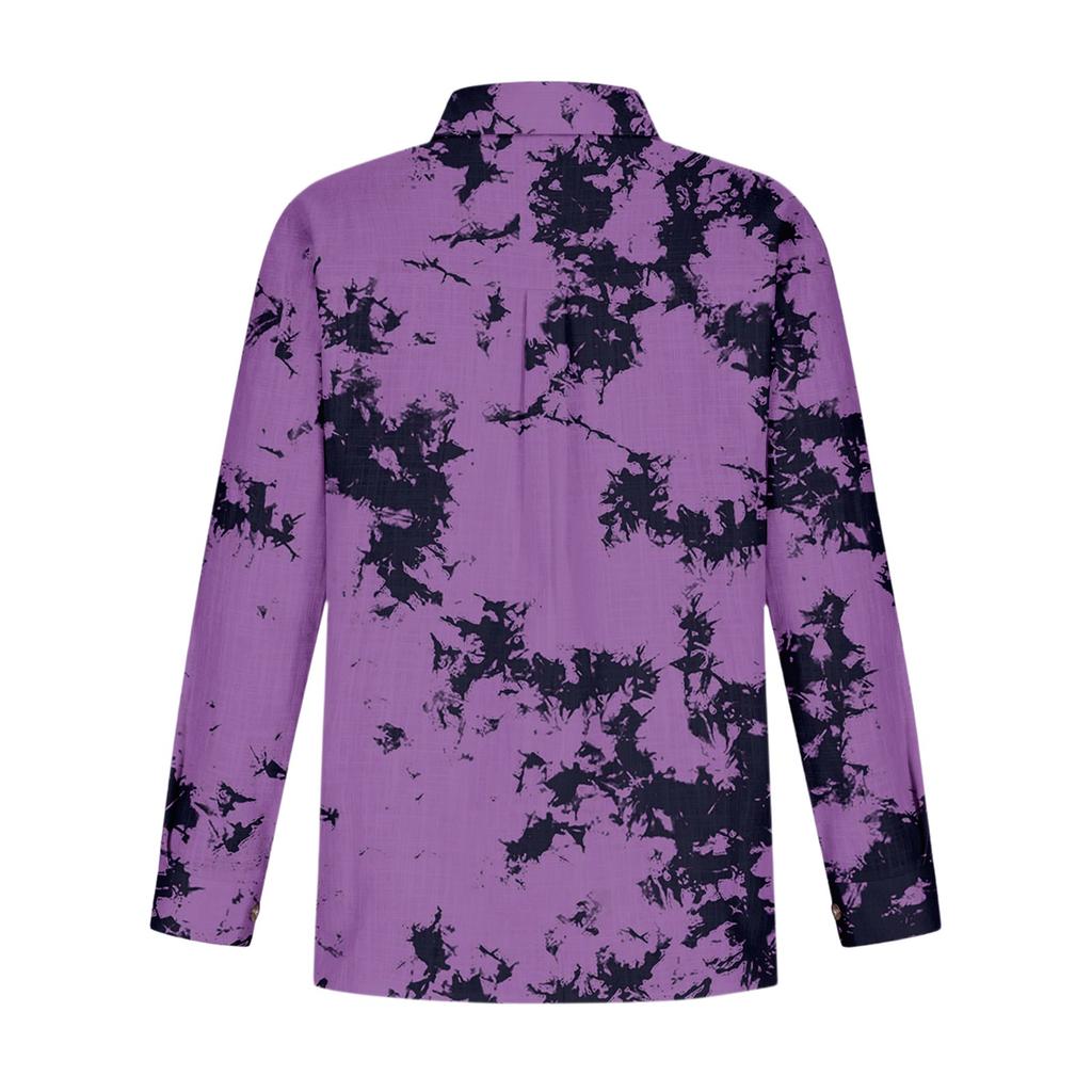 Women's Loose Floral Print Stand Collar Long Sleeve Cotton And Linen Top