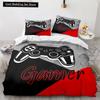 Game King Queen Duvet Cover 3D Black Game Handle Bedding Set for Kids Teens Boys Man Gamer Bedroom Decor Quilt Cover Pillowcase
