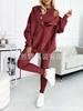 1116 European and American new women's clothing sports and leisure hooded pocket sweater threaded slim trousers set