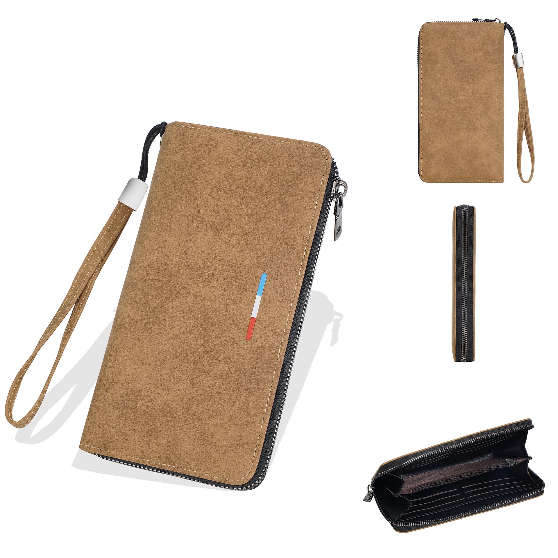 

Men s Long Wallet: Zipper Multi-card Slot with Phone & Coin Holder коричневий