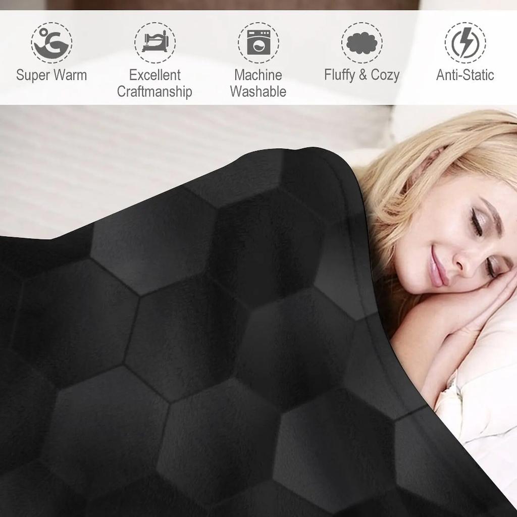 Charcoal Black Hexagons Throw Blanket Furry Blankets Blankets For Baby