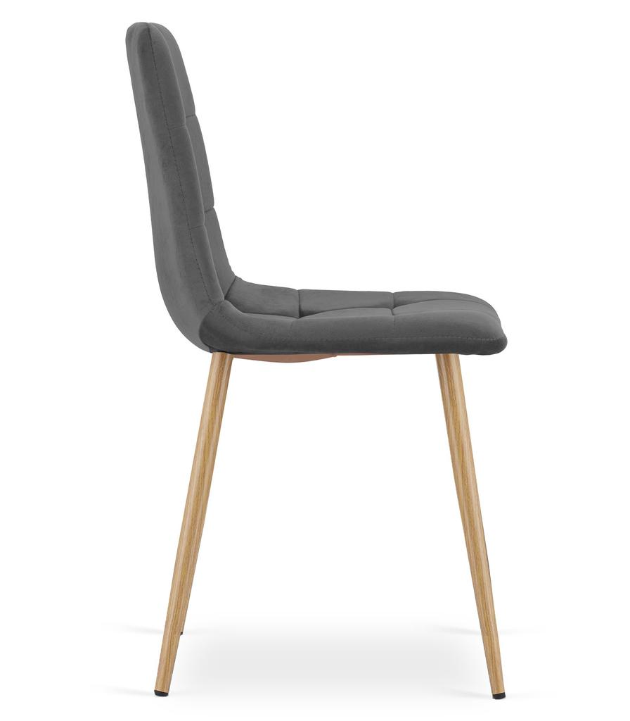 KARA chair - dark gray velvet / wood color legs x 1