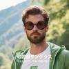 [Cyxus] Adjustable Sunglasses, Polarized Lenses, Round Variable ND Filter, 9-Level Adjustment, UV Protection, Stylish, P1323 (Dark Brown)