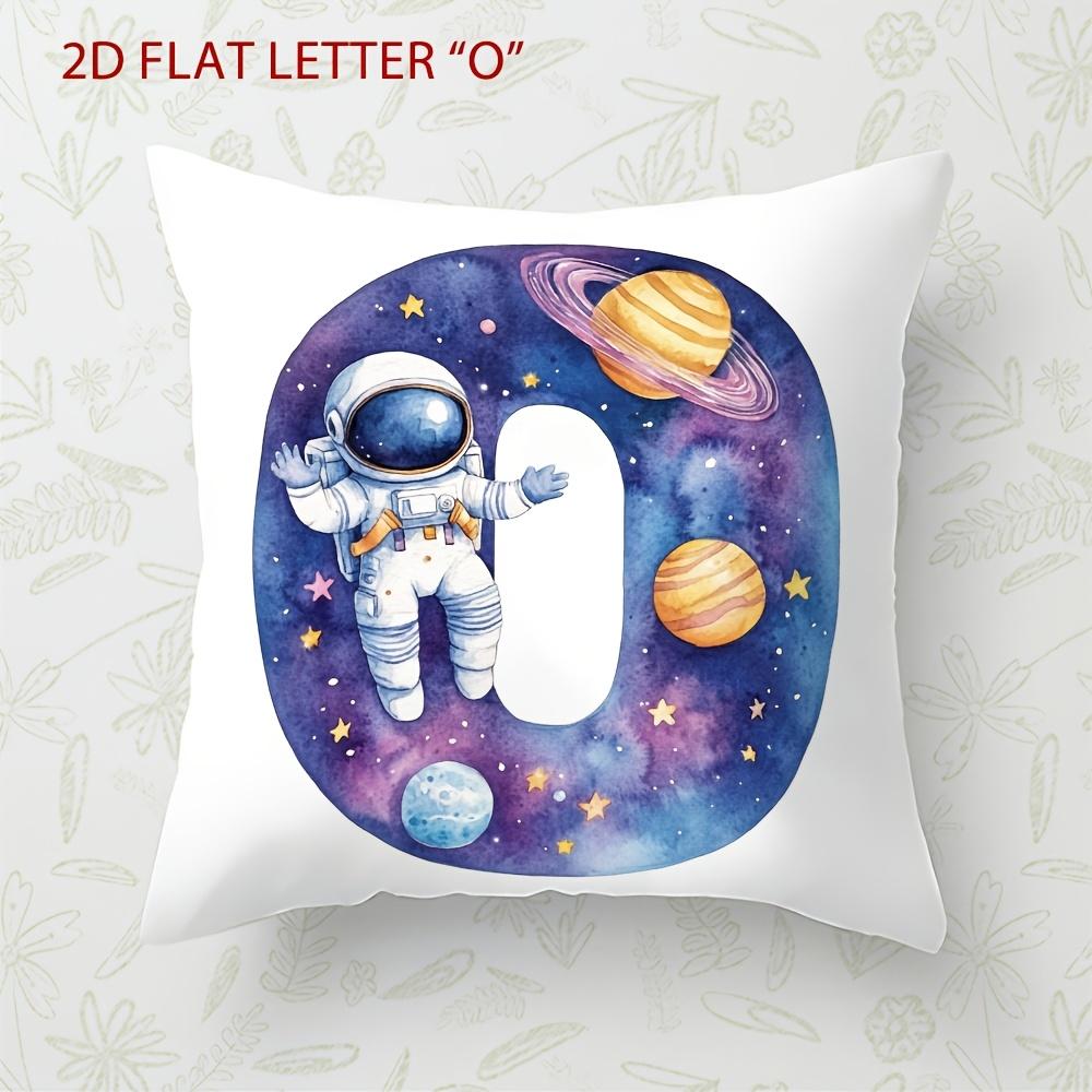 Astronaut Letter Print Pillow Cover Cosmic Space Theme Cushion Cover For Office Sofa Bedroom Living Room Home Decor Galaxy Style