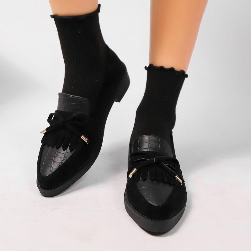New Doudou Women's Shoes Glossy and Matte Le Fu Shoes with Tassels One Foot on Large Casual Shoes for Women Pumps size 35-43