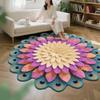 3D Visual Floral Circular Floor Mat, Crystal Velvet Printed Carpet, Home Decoration Living Room Anti-slip and Easy-to-maintain Carpet