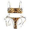 Women Leopard Print High Waist Two Bikini Swimwear Swimsuit Beachwear