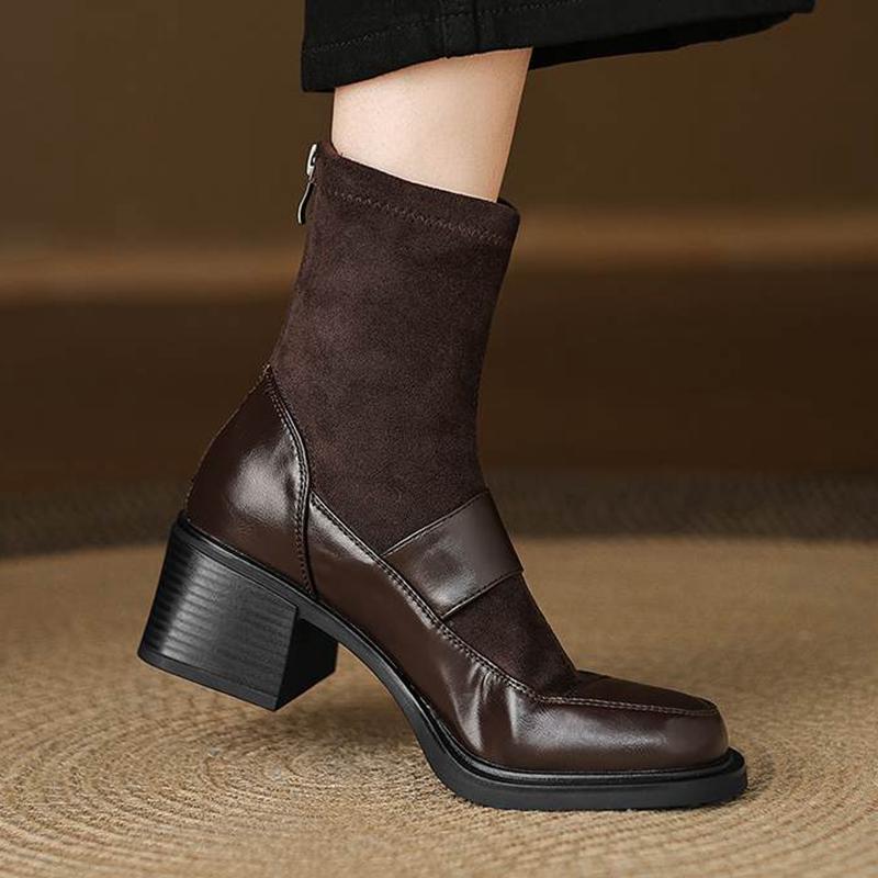Krazing Pot Microfiber Winter Round Toe Modern Platform Size 33 Boots Size 43 Women Fashion Flock Elastic Ankle Boots