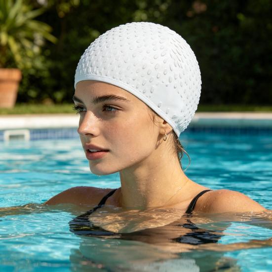 Adults Silicone Swimming Cap, Waterproof Non-slip Elastic Pool Swim Hat, Solid Color Men Women Bathing Cap for Long and Short Hair