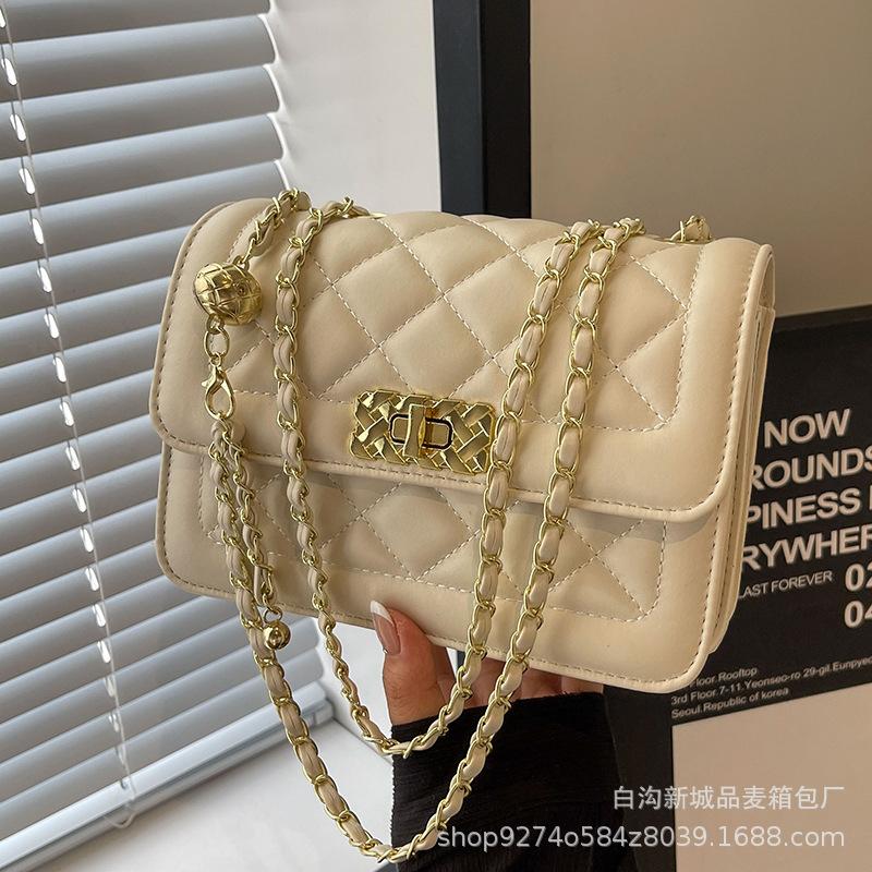 This Year's Popular Diamond Chain Small Bag Women's 2025 New Trendy Temperament Shoulder Bag Foreign Style Messenger Small Square Bag