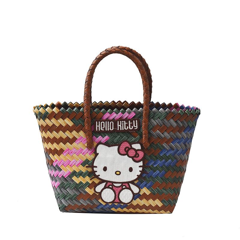 Summer New Straw Bag Shoulder Bucket Bag Casual Versatile Woven Bag Seaside Vacation Beach Bag