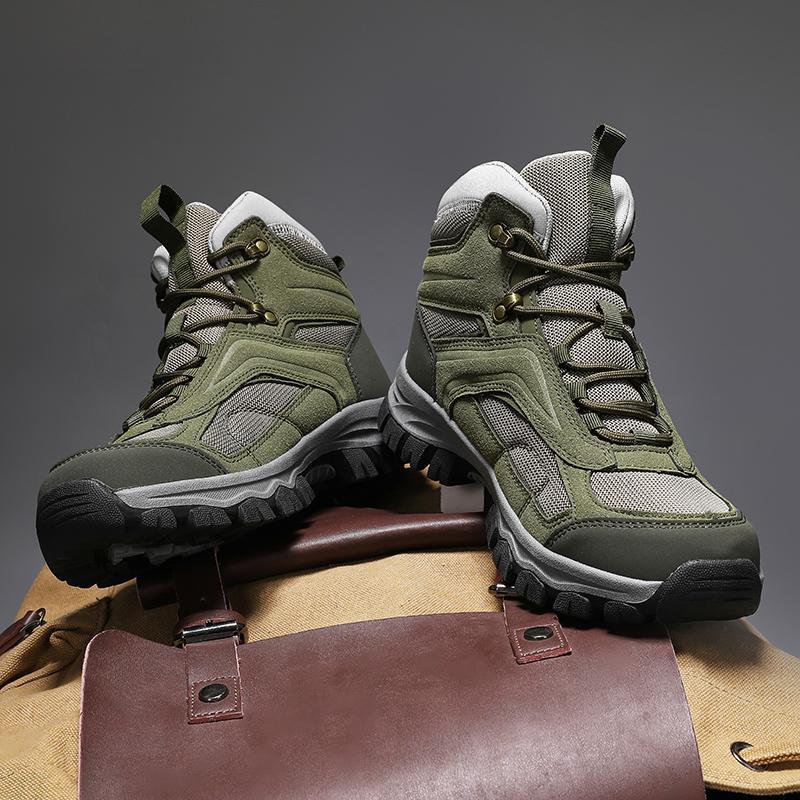TUINANLE New Trend Men's High-Top Non-Slip Hiking Shoes Hiking Outdoor Wear-Resistant Platform Travel Boots