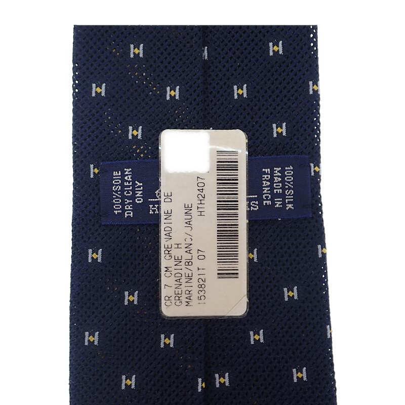 HERMES  H153821T-07  Tie Navy/Marin Silk Mens