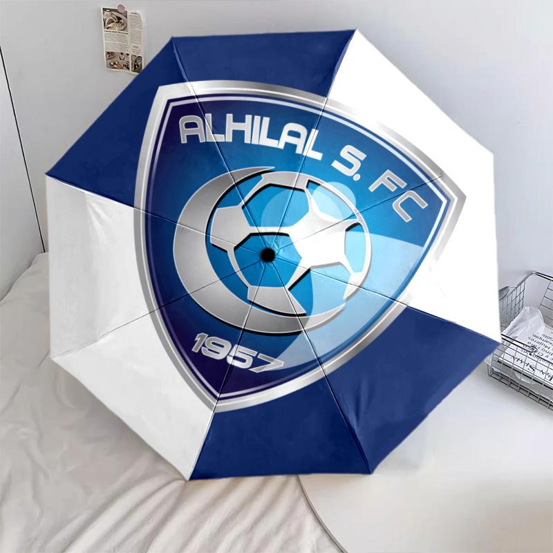 1 PC Automatic Folding Umbrella - Al Hilal Sfc Pattern Portable Foldable Design With 8 Ribs Christmas Birthday Gifts