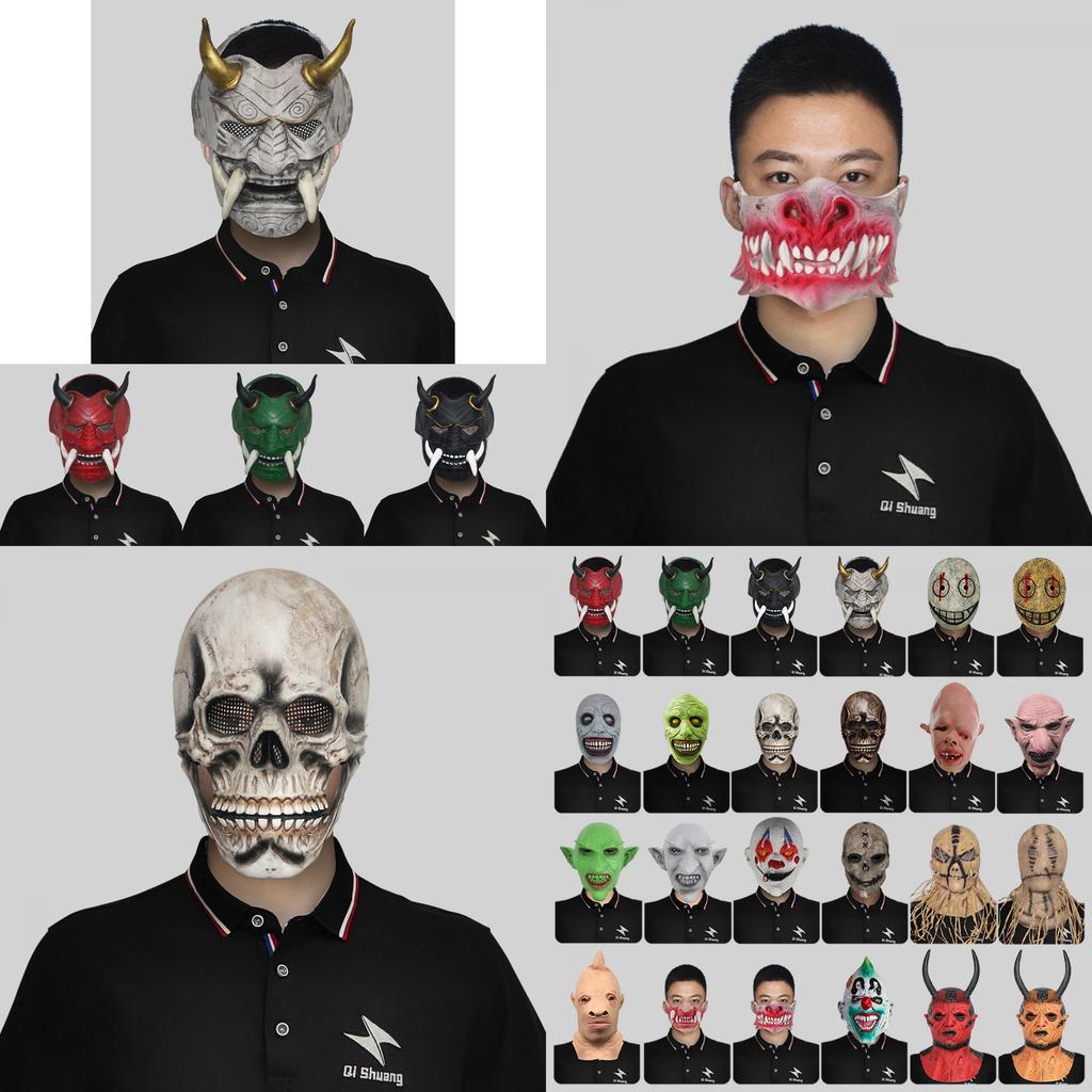 Terrifying Red Demon Face Mask For Halloween Parties With Creepy Design And Latex Material