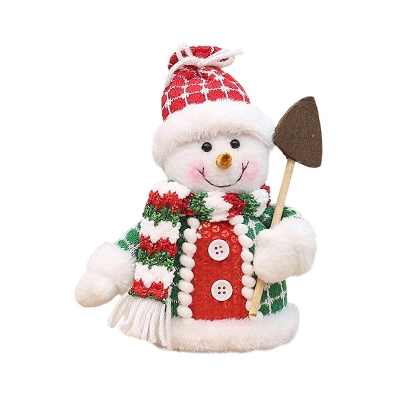 Christmas Themed Standing Plush Snowman Santa Deer Figure Table Shelf Decors