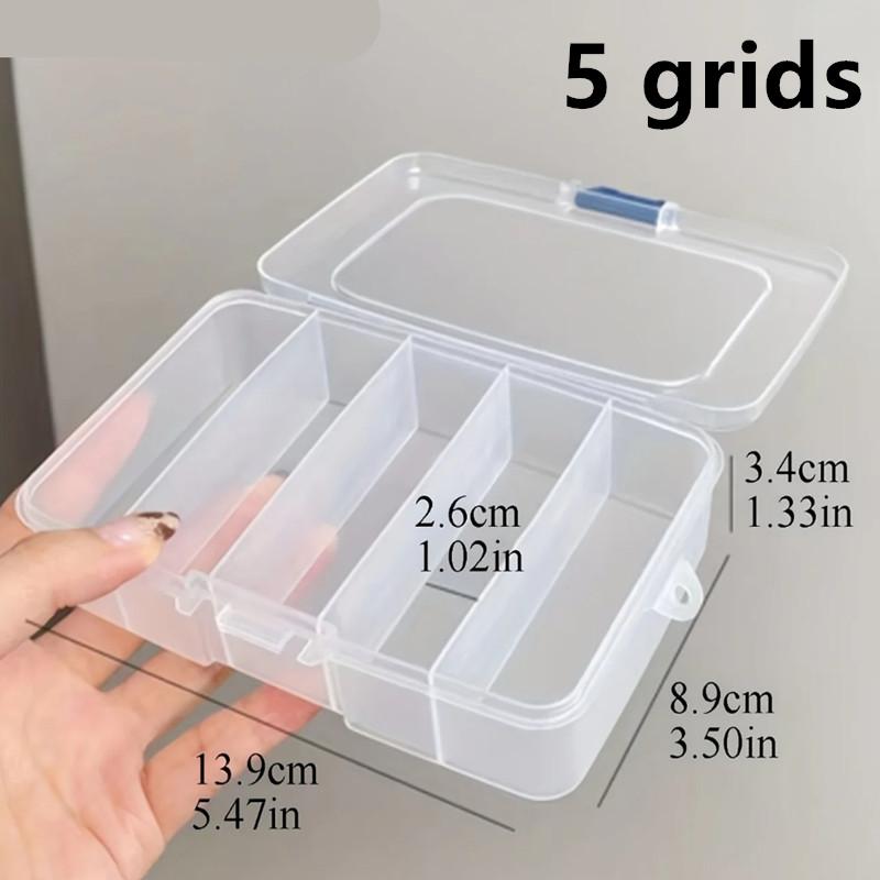 

1PC 5/6-grid Plastic Hair Clips Jewelry Storage Box Earrings Rings Organizer Travel Supplies Dust Proof Rubber Band Storage