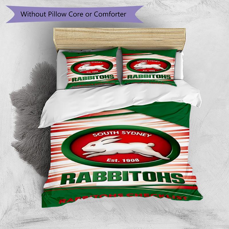 3-teiliges Bettbezug-Set (1 * Bettbezug + 2 * Kissenbezug, ohne Kern), South Sydney Rabbitohs Druck Bettwäsche Set, Schlafzimmer Dekor, Ganzjahres, Geburtstagsgeschenk