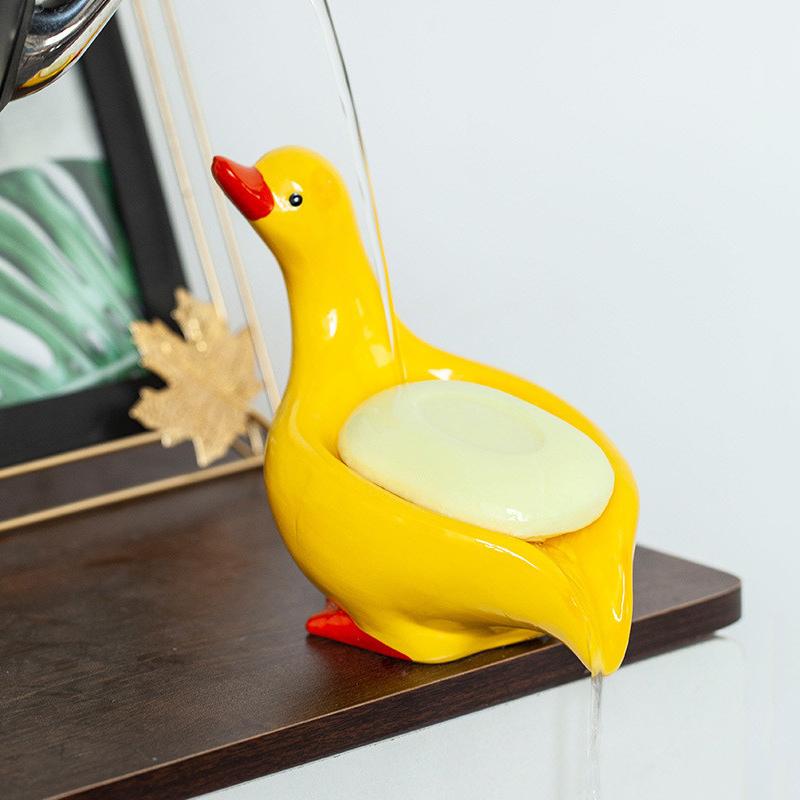 Soap Tray Self-Draining Soap Rack Cute Duck-Shaped Creative Rack For Shower Bathroom Kitchen Tub Sink Tray Bracket Bathroom