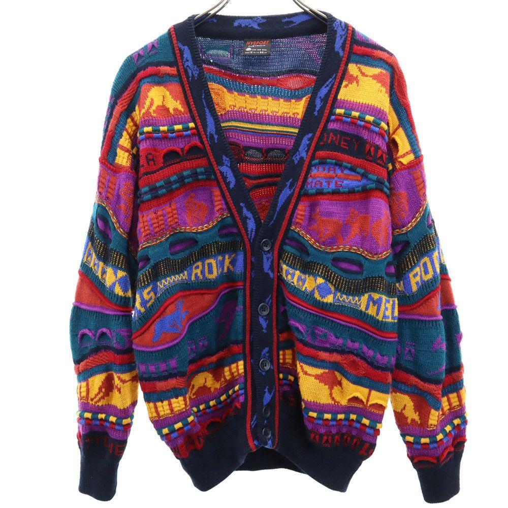 

HYSPORT 90-х Шерсть Старый 3D Вязаный Комбинезон ручка Вязаный кардиган с длинным рукавом 12 Мужской Б/у