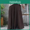 Linen Women Cotton Elastice Johnature Waist Floor Length Autumn Pleated Casual Long Skirts