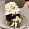 Hat Female Autumn and Winter Versatile Lamb Wool Bear Bucket Hat Cute Cute Cute Warm Basin Hat