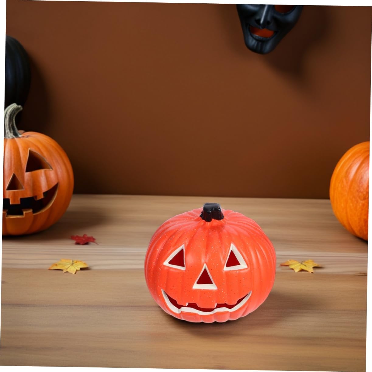 TOYANDONA LED Halloween Pumpkin Lantern, 8 inch Battery Operated Pumpkin Light Up Jack O Lantern Halloween Light for Indoor/Outdoor Home Party