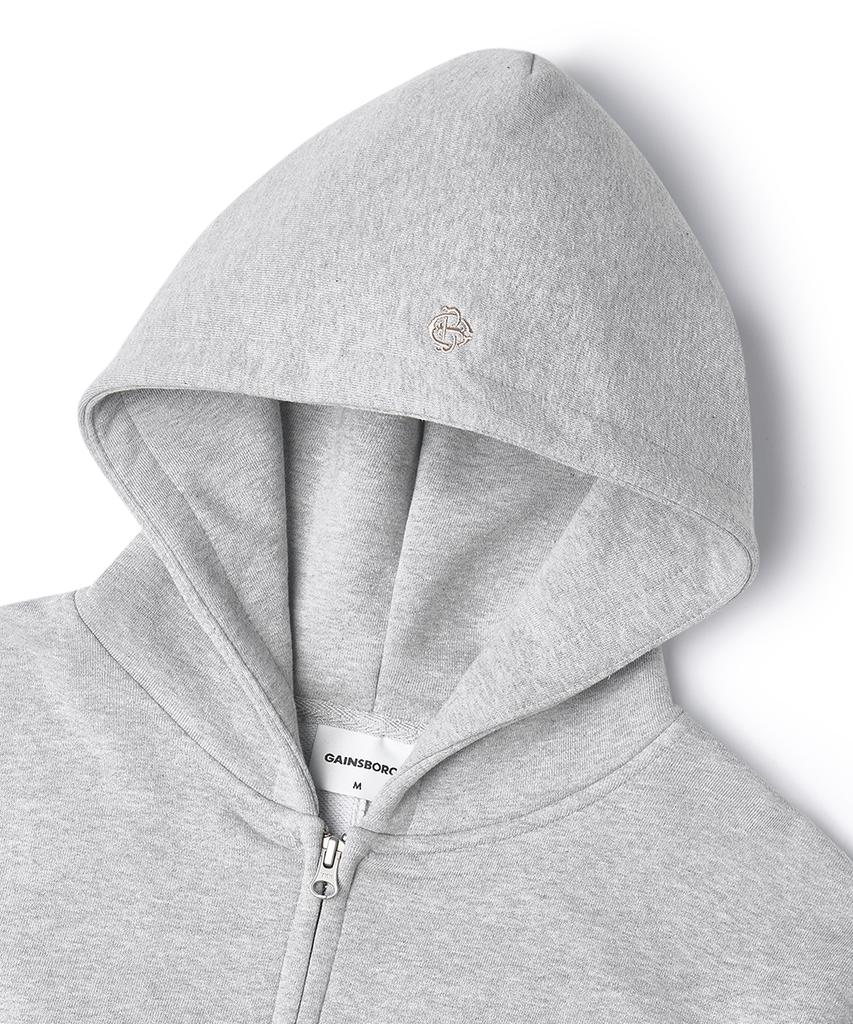 Gainsboro Serif Baseball Logo Zip-Up Hoodie_Melange Grey