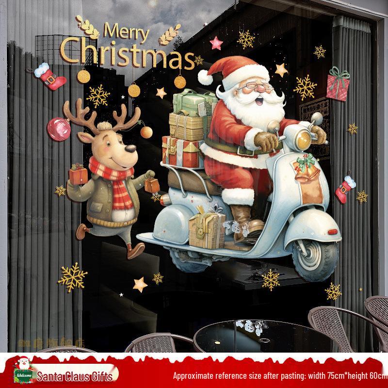 Santa Claus Christmas Window Clings - Tree, Door Stickers & Ornament Decor
