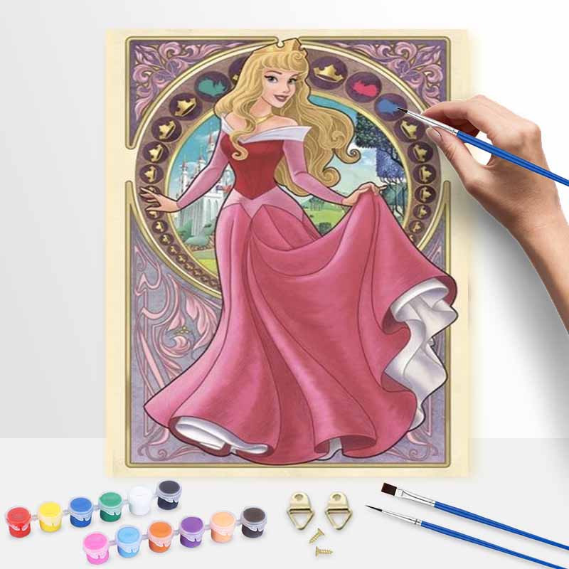 Disney Sleeping Beauty Princess Aurora Oil Paint by Numbers Painting Kit Handmade Diy Home Decor Gifts Wall Art Canvas Unique Painting
