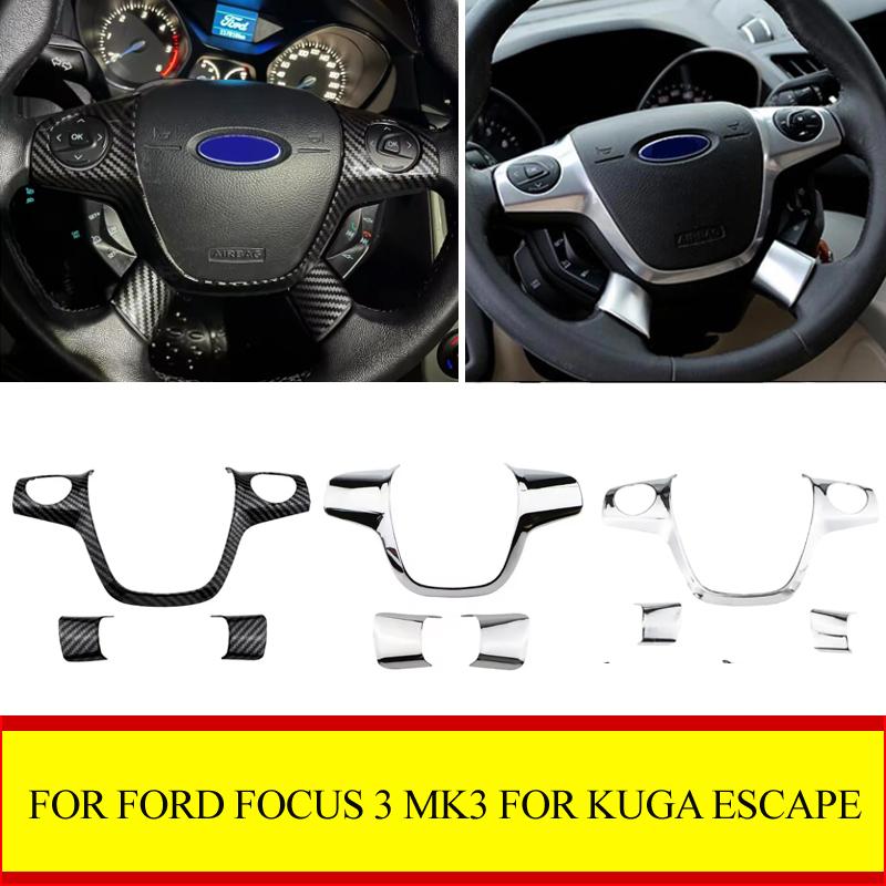 Car Steering Wheel Sequins Trim Cover Sticker For Ford Focus 3 MK3 2012-2014 for KUGA Escape 2013-2015 Accessories