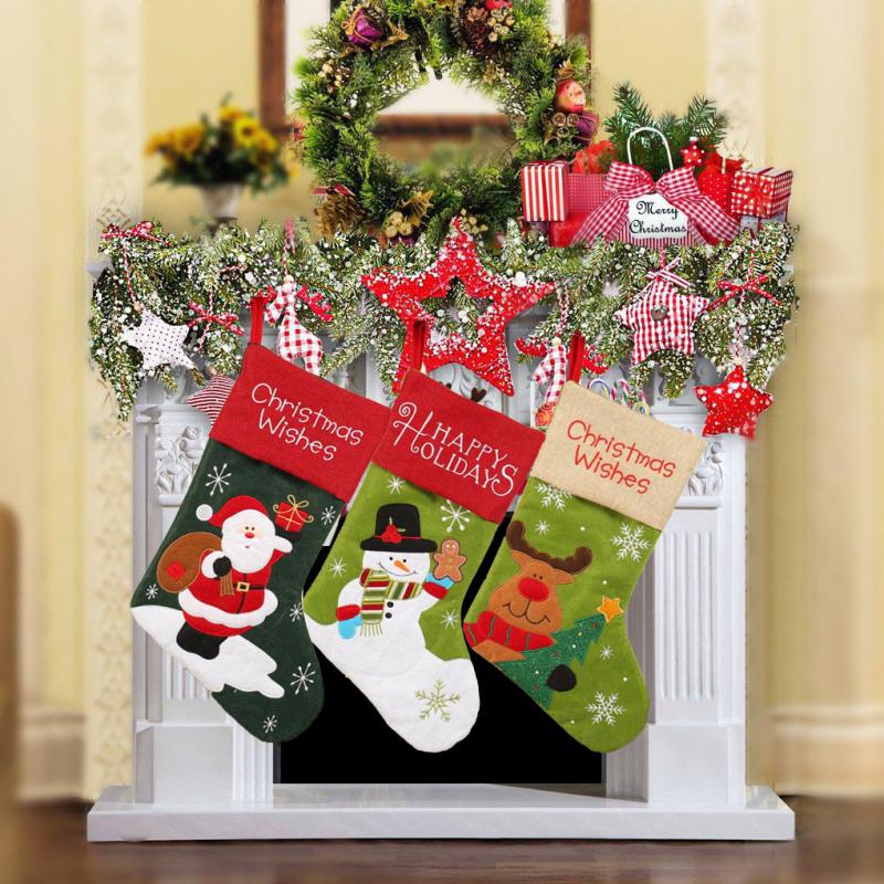 New Year decor for home gingerbread snowman deer Ornaments Christmas Boot Personalized Christmas Stocking